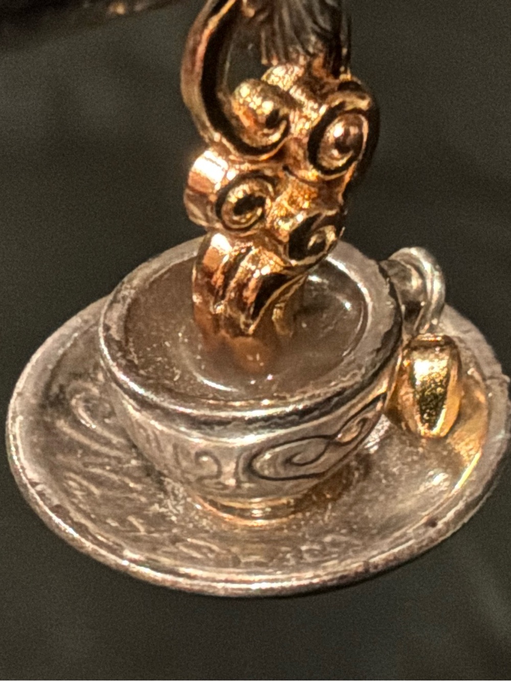 Brighton Gold and Silver CoffeeCup Charm on Leather Chocker